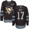 Mens Pittsburgh Penguins #17 Bryan Rust Black 1917-2017 100th Anniversary Stitched NHL Jersey