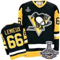 Youth CCM Pittsburgh Penguins #66 Mario Lemieux Premier Black Throwback 2016 Stanley Cup Champions NHL Jersey