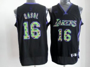 nba los angeles lakers #16 gasol black[camo fashion swingman]