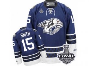 Mens Reebok Nashville Predators #15 Craig Smith Premier Blue Third 2017 Stanley Cup Final NHL Jersey