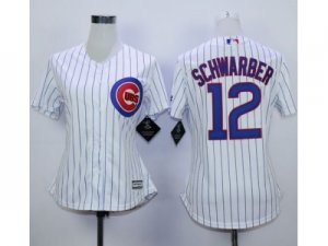 Mlb Women Cubs #12 Kyle Schwarber White(Blue Strip) jerseys