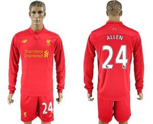 Liverpool #24 Allen Home Long Sleeves Soccer Club Jersey