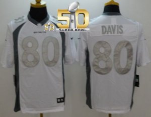 Nike Denver Broncos #80 Vernon Davis White Super Bowl 50 Men\'s Stitched NFL Limited Platinum Jersey