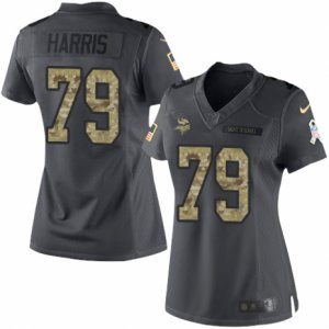 Women\'s Nike Minnesota Vikings #79 Michael Harris Limited Black 2016 Salute to Service NFL Jersey