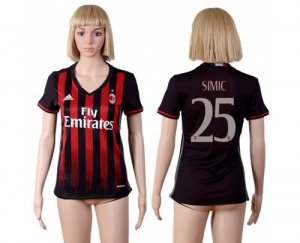 Womens AC Milan #25 Simic Home Soccer Club Jersey