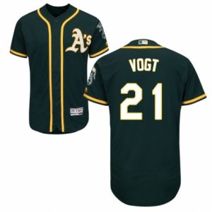 Men\'s Majestic Oakland Athletics #21 Stephen Vogt Green Flexbase Authentic Collection MLB Jersey