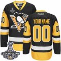 Men's Reebok Pittsburgh Penguins Customized Authentic Black Gold Third 2016 Stanley Cup Champions NHL Jersey