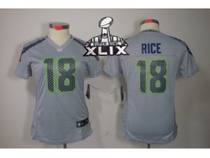 2015 Super Bowl XLIX Nike Women NFL Seattle Seahawks #18 Sidney Rice Grey Jerseys