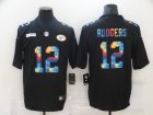 Men Green Bay Packers #12 Aaron Rodgers Multi-Color Black 2020 NFL Crucial Catch Vapor Untouchable Nike Limited Jersey
