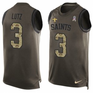 Men\'s Nike New Orleans Saints #3 Will Lutz Limited Green Salute to Service Tank Top NFL Jersey