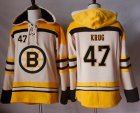 Mens Boston Bruins #47 Torey Krug Cream Sawyer Hooded Sweatshirt Stitched NHL Jersey