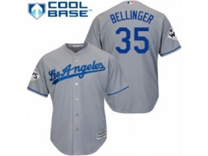 Los Angeles Dodgers #35 Cody Bellinger Replica Grey Road 2017 World Series Bound Cool Base MLB Jersey