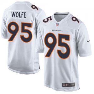 Nike Denver Broncos #95 Derek Wolfe White Men Stitched NFL Game Event Jersey