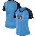 Tennessee Titans Nike Womens Top V Neck T-Shirt Light Blue Navy