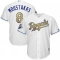 Youth Kansas City Royals #8 Mike Moustakas White Gold Program Cool Base 2015 World Series Champions MLB Jersey