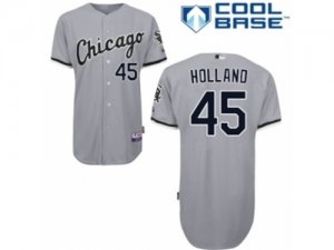 Youth Majestic Chicago White Sox #45 Derek Holland Replica Grey Road Cool Base MLB Jersey