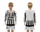 Juventus Blank Home Long Sleeves Kid Soccer Club Jersey