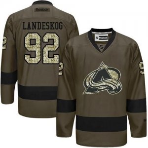 Colorado Avalanche #92 Gabriel Landeskog Green Salute to Service Stitched NHL Jersey