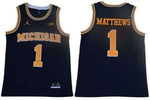 Michigan Wolverines #1 Charles Matthews Navy College Basketball Jersey