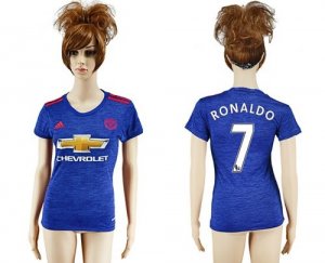 Womens Manchester United #7 Ronaldo Away Soccer Club Jersey