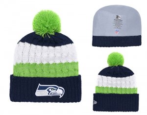 Seahawks Fresh Logo Navy Pom Knit Hat YD