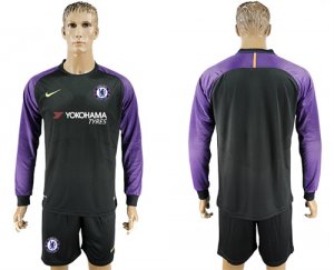 2017-18 Chelsea Black Goalkeeper Long Sleeve Soccer Jersey