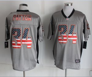 Nike Chicago Bears #34 Walter Payton grey Jerseys(Elite USA Flag Fashion)