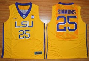 NCAA LSU Tigers #25 Ben Simmons Gold Basketball Stitched Jersey