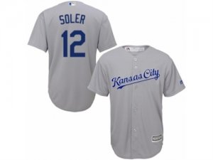 Mens Majestic Kansas City Royals #12 Jorge Soler Replica Grey Road Cool Base MLB Jersey