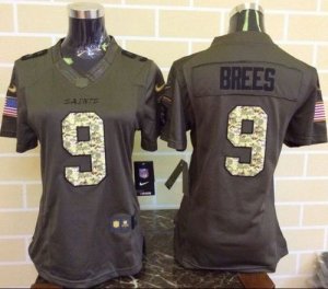 Women Nike New Orleans Saints #9 Drew Brees Green Salute to Service Jerseys