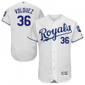 Kansas City Royals #36 Edinson Volquez White Flexbase Authentic Collection Stitched Baseball Jersey