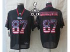 2015 Super Bowl XLIX Nike New England Patriots #87 Gronkowski Black Jerseys(Elite USA Flag Fashion)