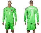 Argentina #1 Romero Green Goalkeeper Long Sleeves Soccer Country Jersey