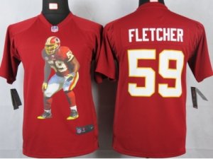 Nike youth Washington Red Skins #59 Fletcher Red Portrait Fashion Game Jersey