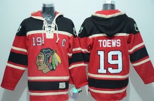 Chicago Blackhawks #19 Jonathan Toews Red Sawyer Hooded Sweatshirt Stitched NHL Jersey