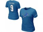 Women Nike Detroit Lions #9 Matthew Stafford Name & Number T-Shirt