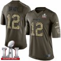 Youth Nike New England Patriots #12 Tom Brady Limited Green Salute to Service Super Bowl LI 51 NFL Jersey