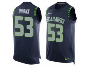 Mens Nike Seattle Seahawks #53 Arthur Brown Limited Steel Blue Player Name & Number Tank Top NFL Jersey