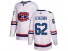 Men Adidas Montreal Canadiens #62 Artturi Lehkonen White Authentic 2017 100 Classic Stitched NHL Jersey