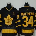 Maple Leafs #34 Auston Matthews Black With Special Glittery Logo Adidas Jersey