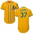 Men's Majestic Oakland Athletics #37 Henderson Alvarez Gold Flexbase Authentic Collection MLB Jersey