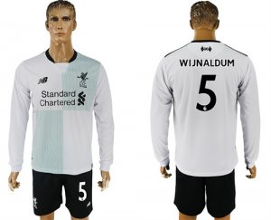 2017-18 Liverpool 5 WIJNALDUM Away Long Sleeve Soccer Jersey