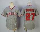 Angels #27 Mike Trout Gray Youth Cool Base Jersey