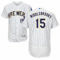 Men's Majestic Milwaukee Brewers #15 Will Middlebrooks White Flexbase Authentic Collection MLB Jersey