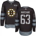 Mens Boston Bruins #63 Brad Marchand Black 1917-2017 100th Anniversary Stitched NHL Jersey