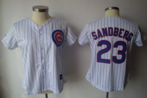 MLB Women Jerseys Chicago Cubs #23 sandberg White[blue strip]