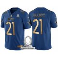 Men Dallas Cowboys #21 Ezekiel Elliott NFC 2017 Pro Bowl Blue Gold Limited Jersey