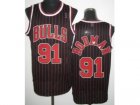 nba Chicago Bulls #91 Dennis Rodman Black Jerseys[Revolution 30][Red Strip]