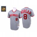 Mens Mitchell and Ness Cincinnati Reds #8 Joe Morgan Replica Grey Throwback MLB Jersey