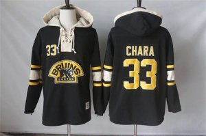 Mens Boston Bruins #33 Zdeno Chara Black Sawyer Hooded Sweatshirt Stitched NHL Jersey